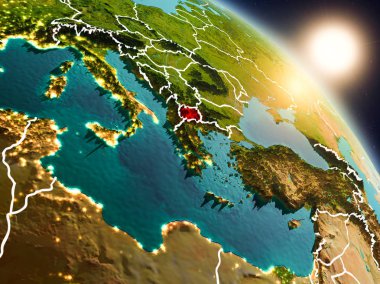 Makedonya gündoğumu sırasında uzaydan