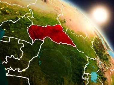 Orta Afrika gündoğumu sırasında uzaydan
