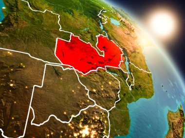 Zambiya gündoğumu sırasında uzaydan