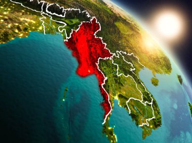 Myanmar gündoğumu sırasında uzaydan
