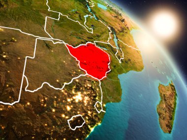 Zimbabve gündoğumu sırasında uzaydan