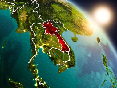 Laos gündoğumu sırasında uzaydan