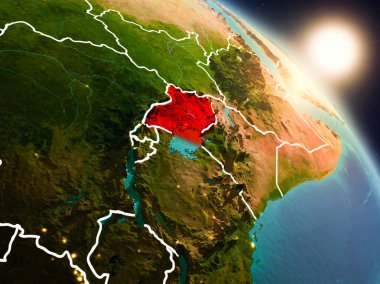 Uganda gündoğumu sırasında uzaydan