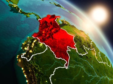 Kolombiya gündoğumu sırasında uzaydan