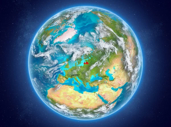 Letland op de planeet aarde in de ruimte — Stockfoto