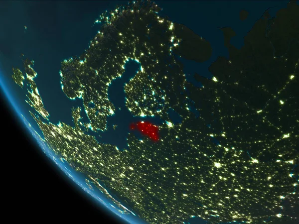 Эстония ночью с орбиты — стоковое фото