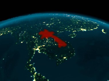 Laos yörünge görünümü geceleri