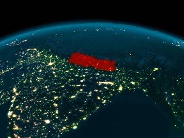 Geceleri Nepal yörünge görünümü