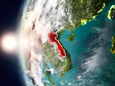 Yeryüzünde günbatımı sırasında Laos