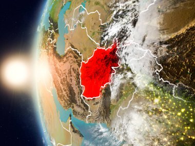 Gün batımı sırasında Afganistan dünyadaki