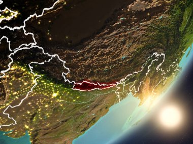 Uzaydan Nepal yükselen güneş