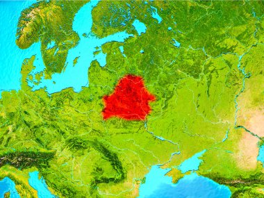 Dünya üzerindeki kırmızı Beyaz Rusya