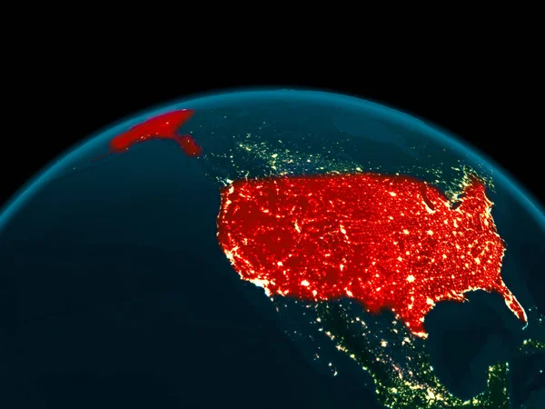 Вид на орбиту США ночью — стоковое фото