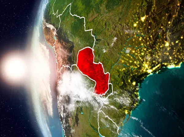 Yeryüzünde günbatımı sırasında Paraguay