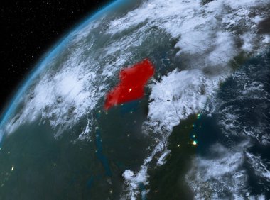 Planet Earth gece uzayda Uganda