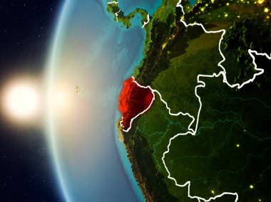 Uzaydan gelen Ekvador yukarıda günbatımı