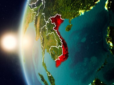 Günbatımı Vietnam uzaydan yukarıda
