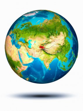Beyaz arka plan ile yeryüzünde Tacikistan