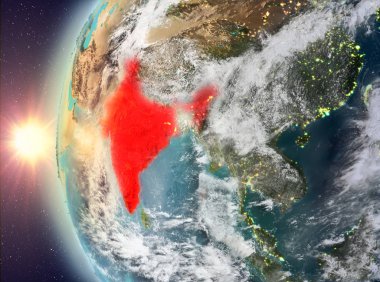 Gün batımı sırasında Hindistan'dan alanı