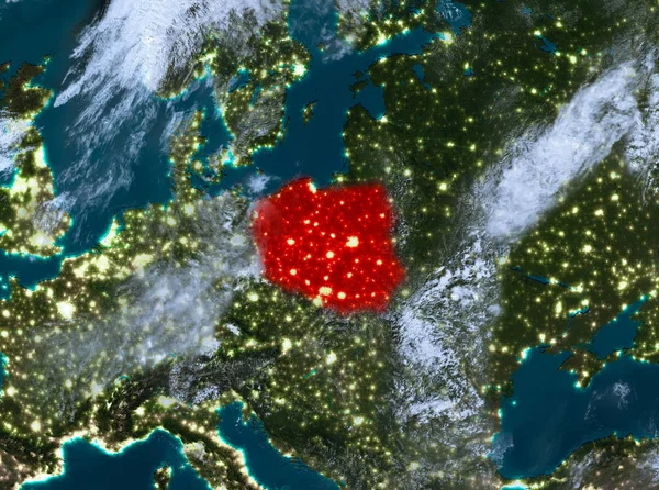 Noční pohled z Polska — Stock fotografie