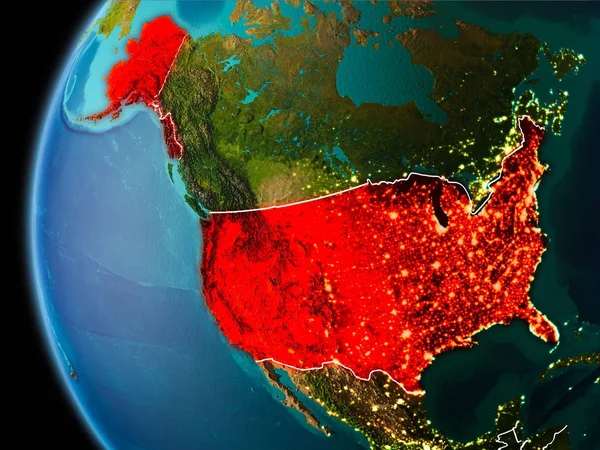 USA fra verdensrommet om kvelden – stockfoto