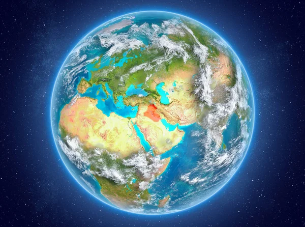Irak op de planeet aarde in de ruimte — Stockfoto