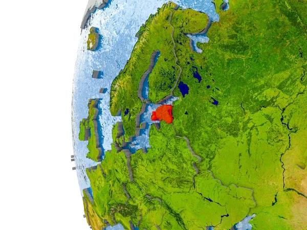 Map of Estonia on model of globe — Stock Photo, Image