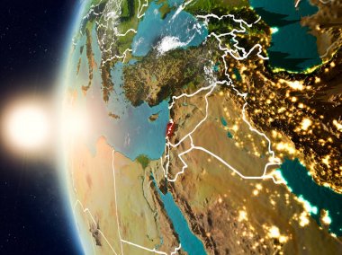 Yeryüzünde günbatımı sırasında Lübnan