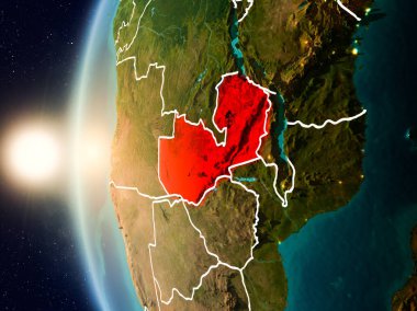 Günbatımı Zambiya uzaydan yukarıda