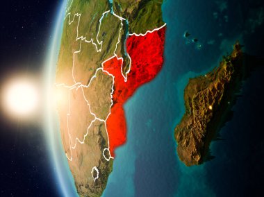 Günbatımı Mozambik uzaydan yukarıda