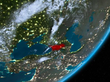 Gece Gürcistan yörünge görünümü