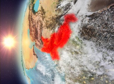 Uzaydan gelen gün batımı sırasında Pakistan