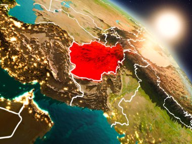 Afganistan gündoğumu sırasında uzaydan