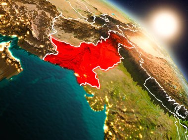 Pakistan gündoğumu sırasında uzaydan