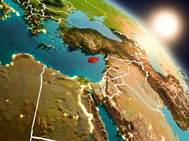 Kıbrıs gündoğumu sırasında uzaydan