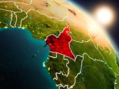 Kamerun gündoğumu sırasında uzaydan