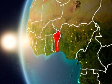 Günbatımı Benin uzaydan yukarıda