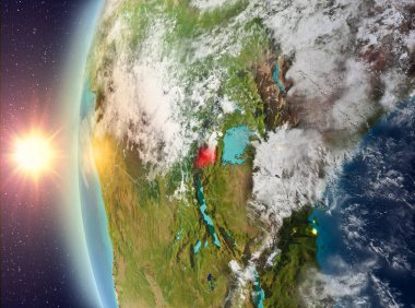 Gün batımı sırasında Ruanda uzaydan