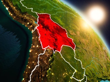 Bolivya gündoğumu sırasında uzaydan