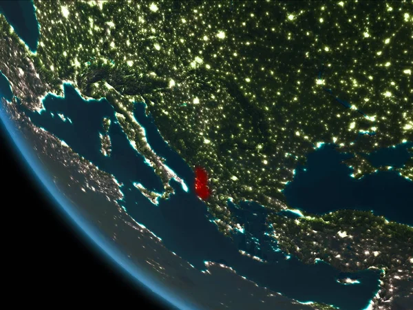 Албанія на ніч з орбіти — стокове фото