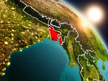 Bangladeş gündoğumu sırasında uzaydan