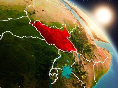 Güney Sudan gündoğumu sırasında uzaydan