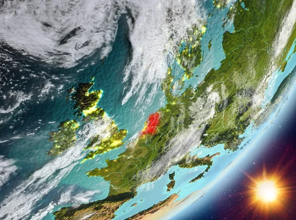 Orbit pohled z Nizozemska během východu slunce — Stock fotografie