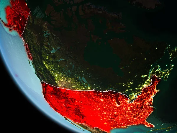 USA w nocy na ziemi — Zdjęcie stockowe