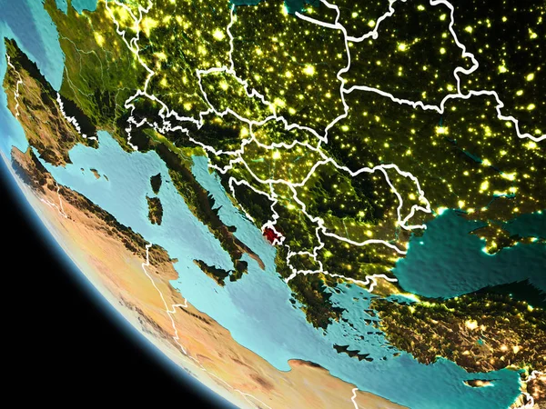 Dünya üzerinde gece Karadağ