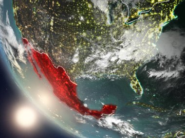 Günbatımı alanı Meksika'dan yukarıda