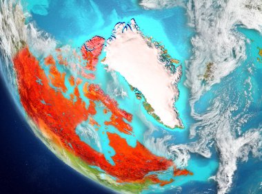 Kanada Uydu görünümünde kırmızı