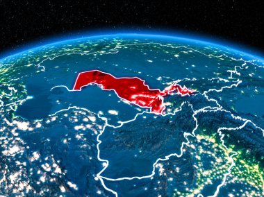 Özbekistan gece uzaydan