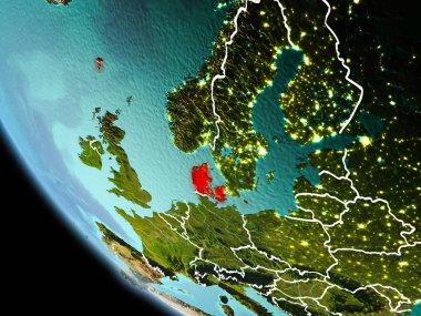 Dünya üzerinde gece Danimarka