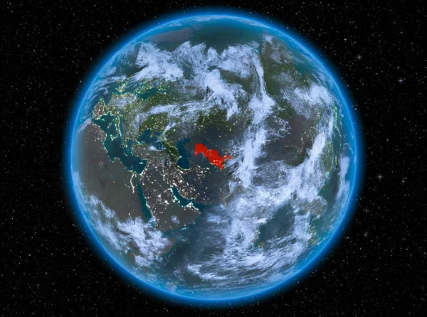 Dünya üzerinde gece Özbekistan